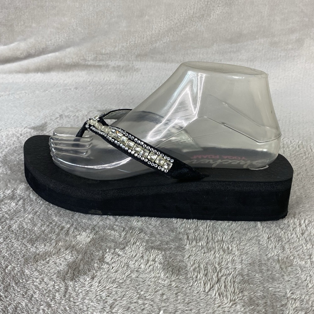 Skechers Cali Vinyasa Platform Sandals Womens Size 8 Black Rhinestone Foam - Picture 2 of 10